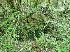 
Llammarch 1811 tramroad, stonework near bridge, Clydach, May 2012