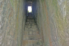
Clydach Limeworks, looking down the stairway between the double kilns, August 2010