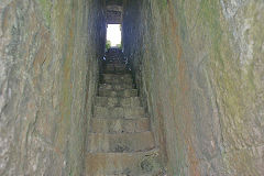 
Clydach Limeworks, looking down the stairway between the double kilns, August 2010