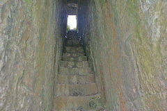 
Clydach Limeworks, looking down the stairway between the double kilns, August 2010