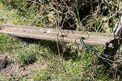 
Rail in the cottage wall near Blaen Dyar, August 2016