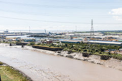 
Wharves in Newport docks from Transporter Bridge top deck, August 2016