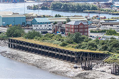 
Wharves in Newport docks from Transporter Bridge top deck, August 2016