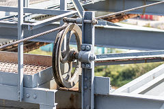 
Transporter Bridge pulley wheel on top deck, August 2016