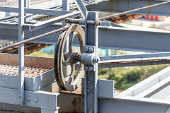 
Transporter Bridge pulley wheel on top deck, August 2016