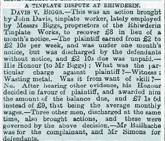 A labour dispute resolved in court on 20 February 1886