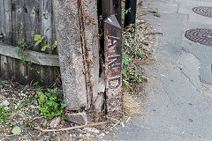 'AND&R Co' boundary post, Pye Corner, Newport, August 2018