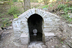 
Hydraulic Ram pump, probably for a fountain or water feature, Cefn Ila, Llanbadoc, restoed in 2018  © Photo courtesy of Michael Kilner