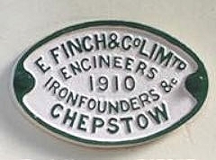 
E Finch & Co, Chepstow, 1910 builders plate in the Frest of Dean