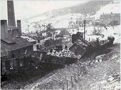 
A runaway train at Oak Brickworks, 1955