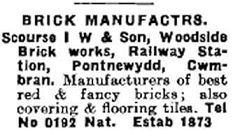 
An advert for 'I W Scourse and Son' in 1907