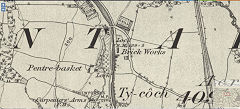 Top Lock brickworks, Ty Coch, 1872, © Crown Copyright reserved