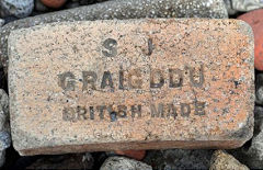 'S J Graigddu British Made' on a curved brick from Graigddu brickworks © Photo courtesy of Lawrence Skuse