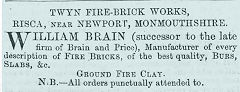William Brain Advert, 24 Nov 1855