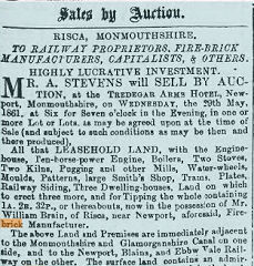 William Brain Auction Notice, part 1, 25th May 1861
