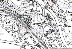 Darren Brickworks, 1901, three kilns by the canal, two kilns by the railway, © Crown Copyright reserved