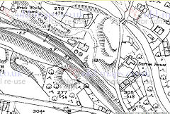 Darren Brickworks, 1920, disused with the canal-side kilns gone, still two kilns by the railway, © Crown Copyright reserved