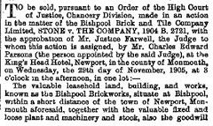 
Bishpool Brickworks newspaper report, 3 November 1905