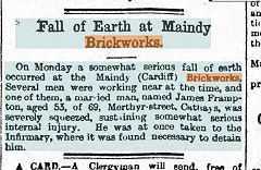 
Maindy brickworks fall of earth, 29 October 1887
