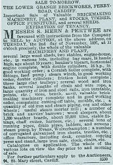
Lower Grangetown Brickworks sale notice, SW Daily News, 1 November 1897