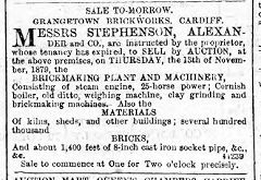 
Grangetown Brickworks sale notice, 12 November 1879, possibly the upper works which failed to find a buyer and was then built over