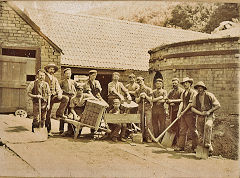 
Cambrian Brickworks, Melincrythan, Neath, c1890, Third from Right is Mr Will Delve, © Photo courtesy of Sian Kellaway