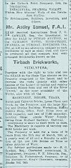 
Auction listing for Tirbach Brickworks, 14 November 1914