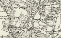 Morriston Brickworks pits, 1876 © Crown Copyright reserved