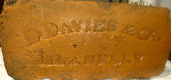 'D Davies & Co Llanelly' from Machynys 2 brickworks and found in a cottage at Pant Lasau, Morriston, Swansea. © Photo courtesy of Lisa Johnstone-Davies and 'Old Bricks'