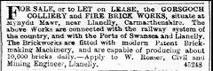Gors-goch Colliery sale notice, 10 Feb 1880, © Photo courtesy of Mark Cranston