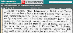 
Llandovery Brick Co press report, 9 December1910, © Photo courtesy of Hamish Fenton