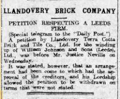 
Llandovery Brick Co legal report, 23 April 1909
