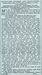 
Auction sale of Pont-y-clerc Brickworks in 22 August 1885