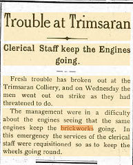 
Trouble at Trimsaran Brickworks, 3 december 1910