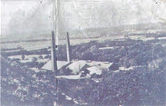 Trimsaran Brickworks, 1955, one chimney for old kilns, one for new, © Photo courtesy of Peter Cardwell