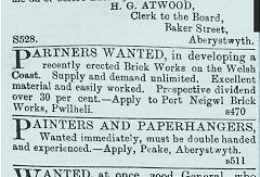 
Advert for Porth Neigwl brickworks, Cambrian News, 26 February 1897, © National Library of Wales