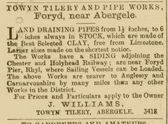 
Towyn Tilery advert, 10 January 1885