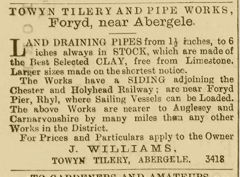 Towyn Tilery advert, 10 January 1885
