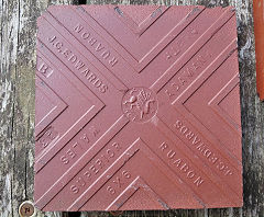 '6 x 6 Superior JCE Ruabon North Wales Adamantine' tile with different lettering, Ruabon, Denbighshire © Photo courtesy of Leslie Francis