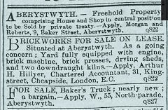 Advert for Aberystwyth brickworks, Cambrian News, 17 June 1910