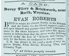 Dovey Tilery advert, 6 January 1866, © Photo courtesy of National Library of Wales
