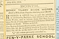 Dovey Tilery advert, 27 July 1864, © Photo courtesy of National Library of Wales