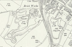 
Williams Brickworks on the left and the site of Reney's original brickworks, Connahs Quay, 1910, © Crown Copyright reserved