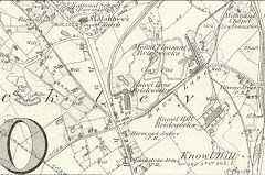 
Knowle Hill brickworks, Buckley, Flintshire, along with Knowle Lane and Mount Pleasant brickworks, 1869, © © Crown Copyright reserved