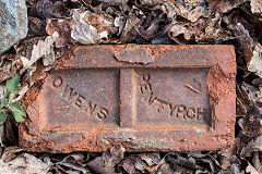 
'Owens Pentyrch' from Pentyrch Brickworks, found in Pontypridd, April 2017. 'Evan Owens and Co' owned the brickworks until 1915 when it was taken over by the 'Glamorgan Brick Co'. 