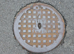 'BUDC Sewer', Bargoed UDC, found at Bargoed, South Wales, June 2023