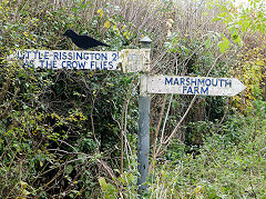 'As the crow flies', Bourton-on-the-water fingerpost 'As the crow flies', Glos, November 2011