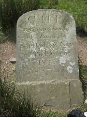 
'CHL Boundary of Minerals Settled by Act of Parliament 1839', stone 5 overturned on Mynydd Maen, © Photo courtesy of John Gibbon