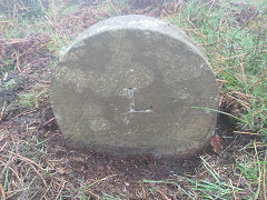 
'L', either Leigh or Llanover, blank on reverse, at ST 2641 9747, photo courtesy of Robert Kemp