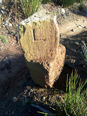 'L', 'L' and 'H' on three-sided stones, stone 2 at ST 2502 9519, © Photo courtesy of Robert Kemp
